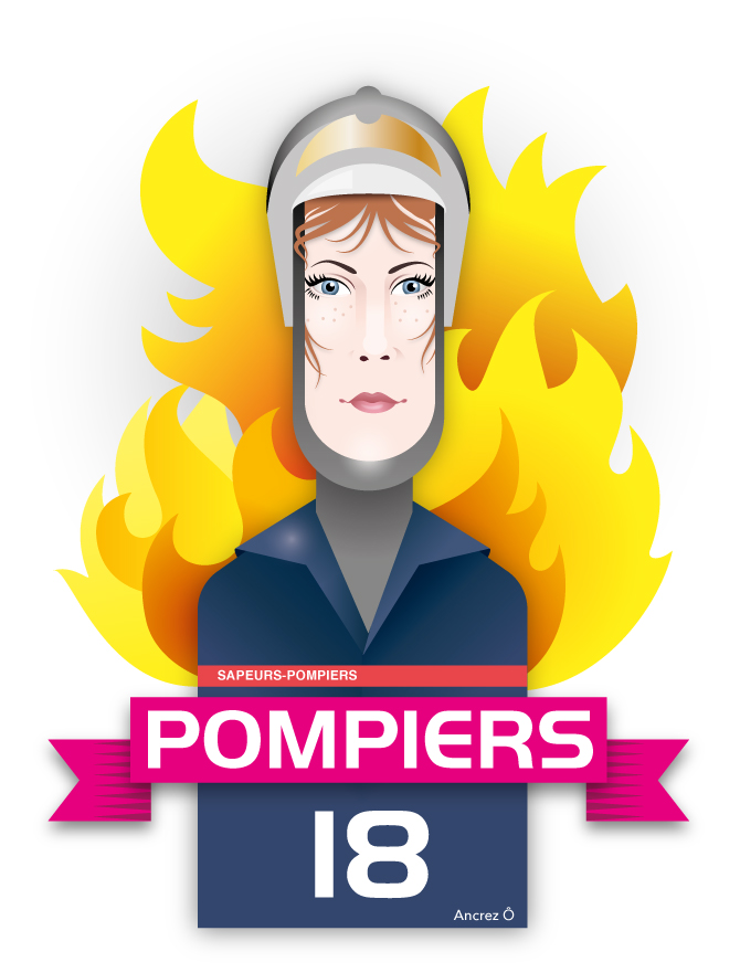 Dessin numéros d'urgence Pompiers